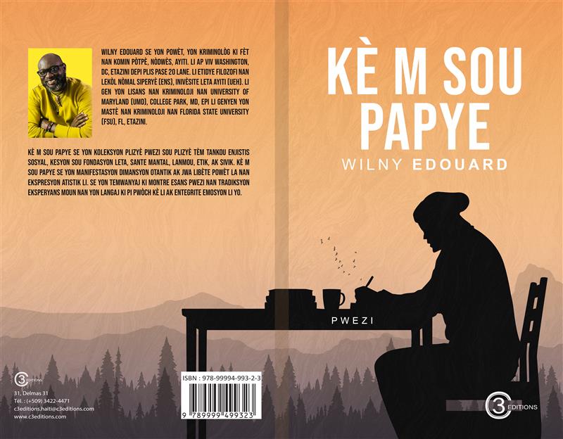 Book cover of 'Kè M So Papye' by Wilny Edouard with silhouette of a man writing.